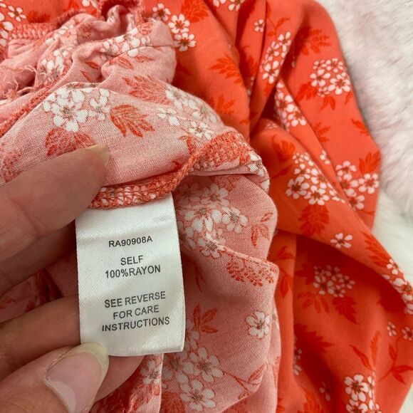 Aakaa Womens Orange Floral Print Square Strapless Cropped Boho Jumpsuit S - Picture 10 of 11